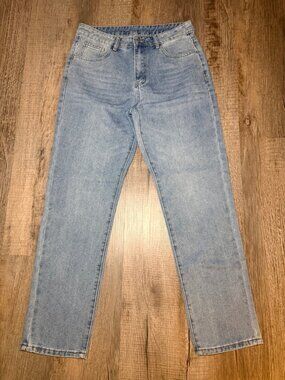 Light Wash Straight Leg Jeans Y2K Baggy Denim Mid Rise M